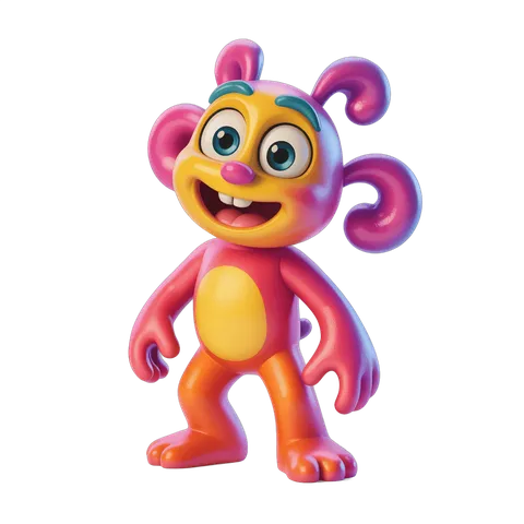 Colorful cartoon character standing with arms at sides for children illustrations PNG