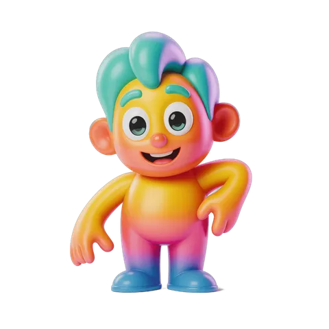 Colorful cartoon character standing with arms relaxed for children illustrations PNG