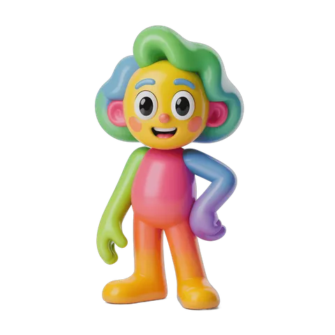Colorful cartoon character standing with hands on hips for playful designs PNG