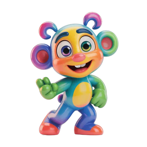 Colorful cartoon character waving for cheerful children's illustrations and designs PNG