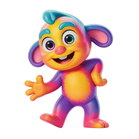 Colorful cartoon character waving for children's educational materials and animations PNG