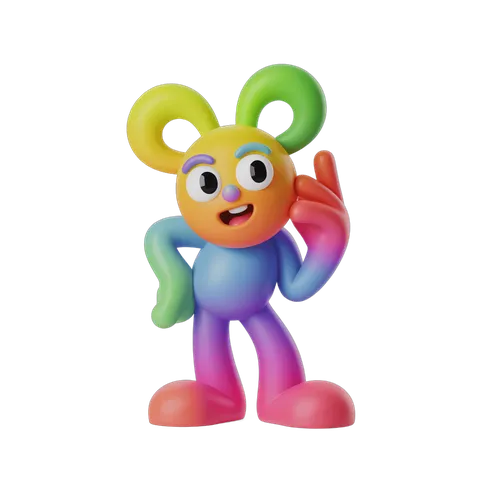Colorful cartoon character waving hand isolated transparent background clipart PNG