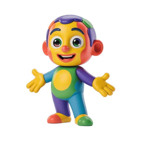 Colorful cartoon character with arms outstretched for children's content and illustrations PNG