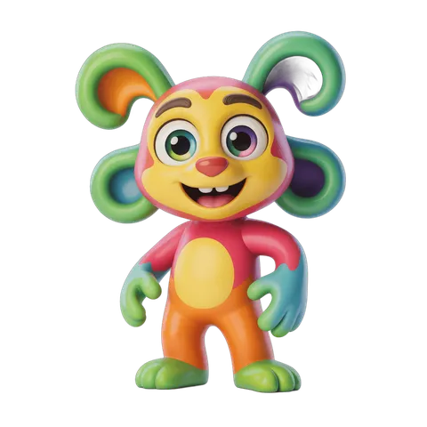 Colorful cartoon character with big ears standing cheerfully for kids toys and illustrations PNG