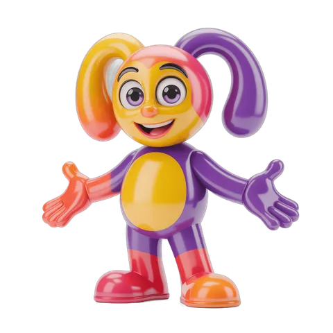 Colorful cartoon character with big ears waving arms for kids illustrations and designs PNG