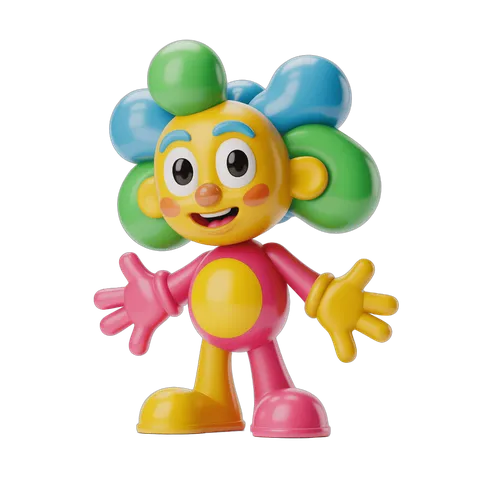 Colorful cartoon character with flower head posing cheerfully for children illustrations PNG