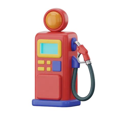 Colorful cartoon gas pump with digital screen and red handle for educational and commercial illustrations PNG