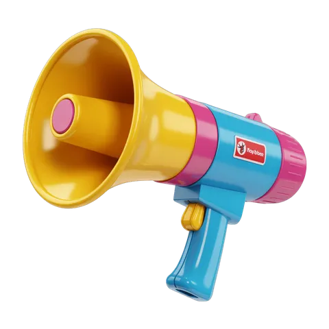 Colorful cartoon megaphone clipart for presentations and announcements PNG