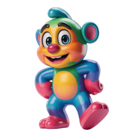 Colorful cartoon monkey character running isolated transparent background clipart PNG