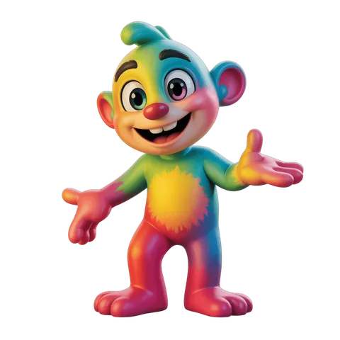 Colorful cartoon monkey character waving cheerfully for children illustrations PNG