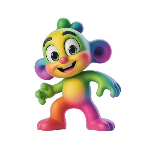 Colorful cartoon monkey character waving cheerfully isolated transparent background PNG