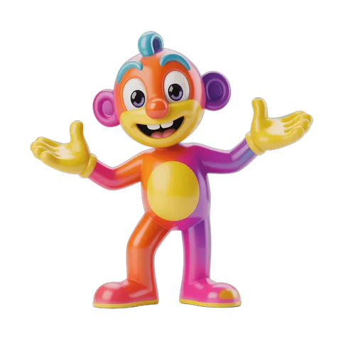 Colorful cartoon monkey character with arms outstretched for cheerful illustrations PNG