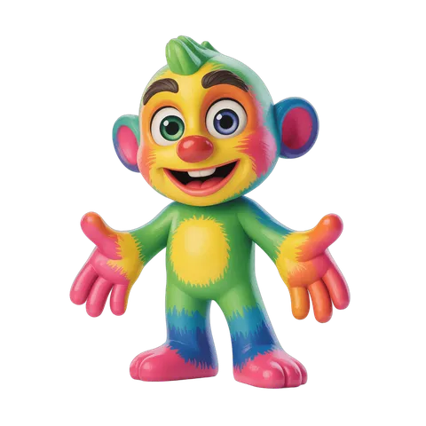Colorful cartoon monkey character with arms outstretched for cheerful illustrations and designs PNG