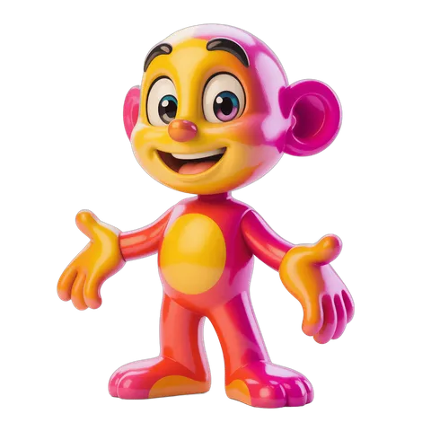 Colorful cartoon monkey figure with arms outstretched for cheerful design projects PNG