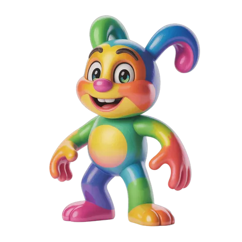 Colorful cartoon rabbit character standing with arms out for children illustrations and designs PNG