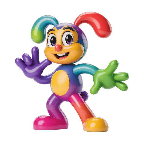 Colorful cartoon rabbit character waving cheerfully for children's illustrations and animations PNG