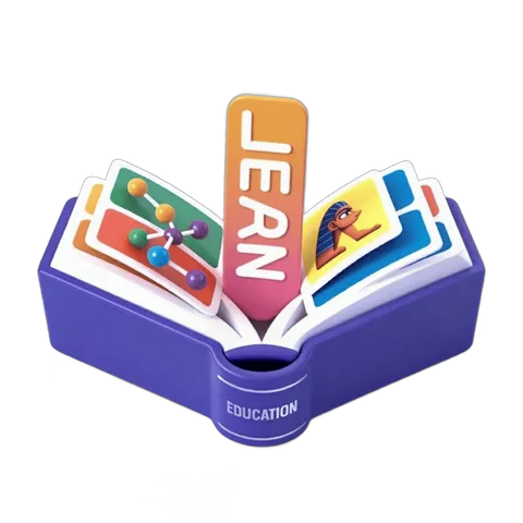 Colorful educational book with learn flashcards for children learning activities PNG