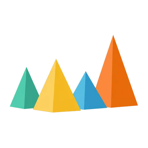 Colorful geometric pyramid icons set for presentations business infographics and reports PNG