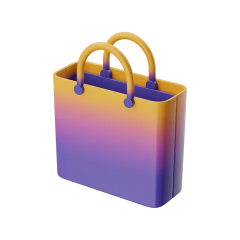 Colorful gradient shopping tote bag with handles for ecommerce website and marketing materials PNG