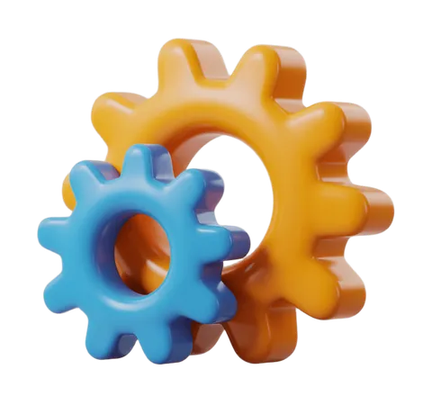 Colorful interlocking gears graphic element for business presentations and marketing materials PNG