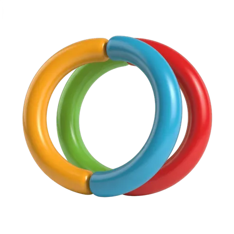 Colorful interlocking rings toy for children educational play and learning activities PNG