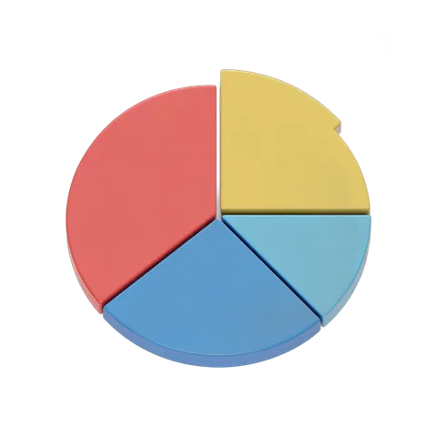 Colorful pie chart graphic element for business presentations and reports PNG