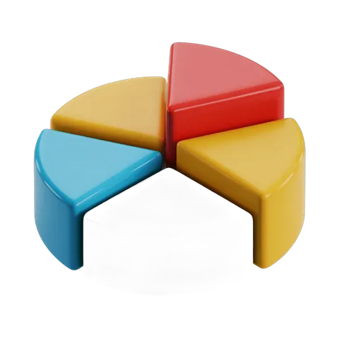 Colorful pie chart graphic element for business presentations and reports with transparent background PNG