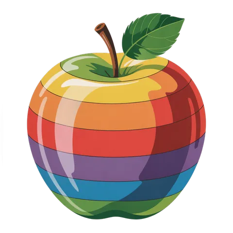 Colorful rainbow apple clipart isolated on transparent background for marketing and design PNG
