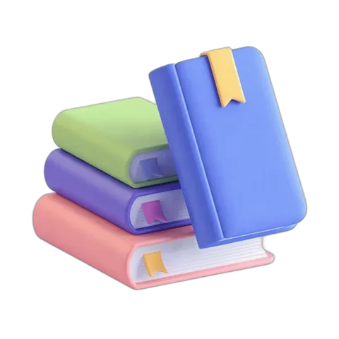 Colorful stack of books with bookmark for education, learning, and study materials design PNG