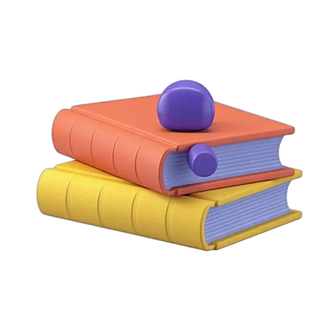 Colorful stack of books with purple bookmark for educational and creative project illustrations PNG
