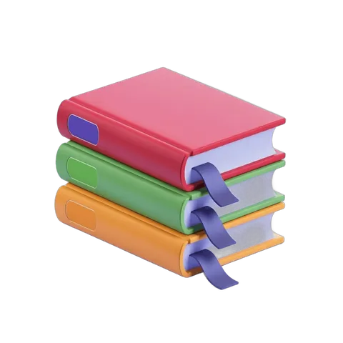 Colorful stack of books with ribbons for educational presentations and digital designs PNG