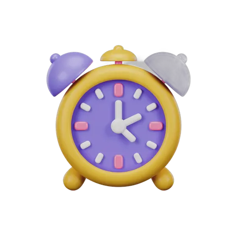 Cute cartoon alarm clock with animal bells for kids room decor or educational materials PNG