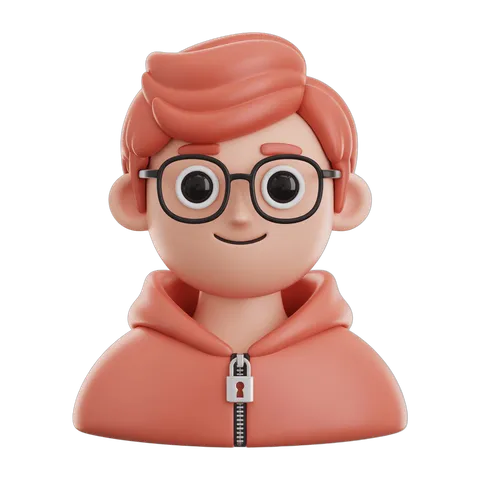 Cute cartoon boy with glasses and zip-up hoodie for children's education and branding materials PNG