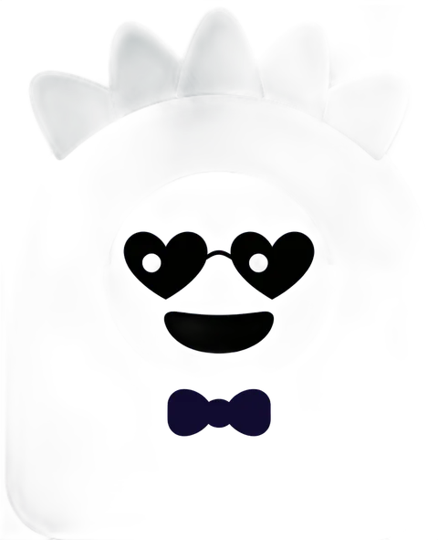 Cute cartoon heart eyes mascot character with bow tie for social media avatars and branding PNG