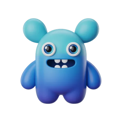 Cute cartoon monster character with big eyes and ears for children's illustrations and educational materials PNG
