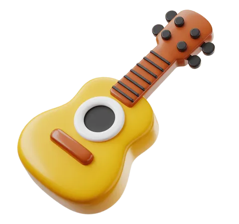 Cute cartoon ukulele graphic element for music education and kids activities PNG