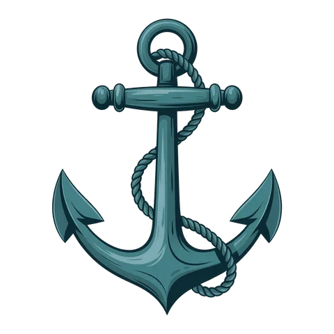 Detailed 3d cartoon anchor graphic element for nautical themes and maritime branding designs PNG