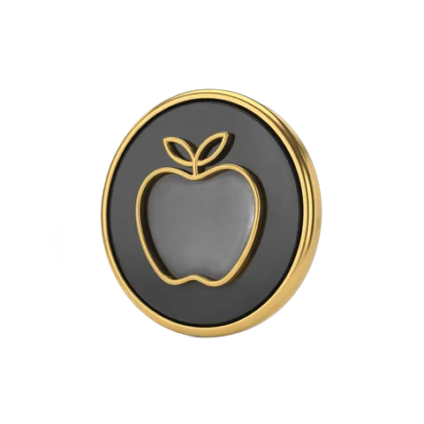 Elegant gold apple logo pin badge with transparent background for branding and corporate gifts PNG