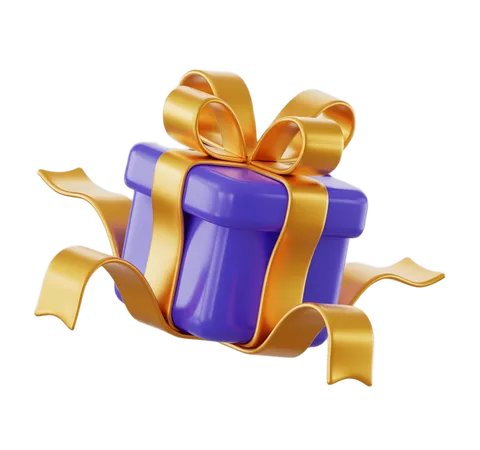 Elegant purple gift box with golden ribbon for holiday presents and celebrations PNG