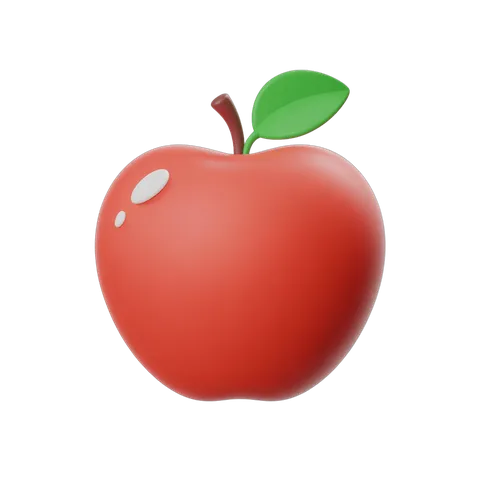 Fresh red apple illustration with green leaf for healthy food blog or wellness marketing materials PNG