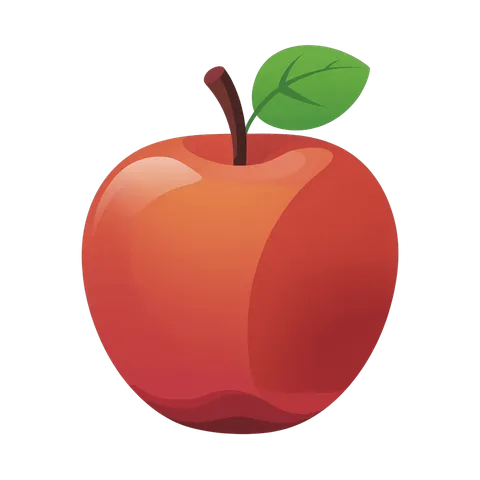 Fresh red apple with green leaf isolated clipart for food graphics and marketing designs PNG