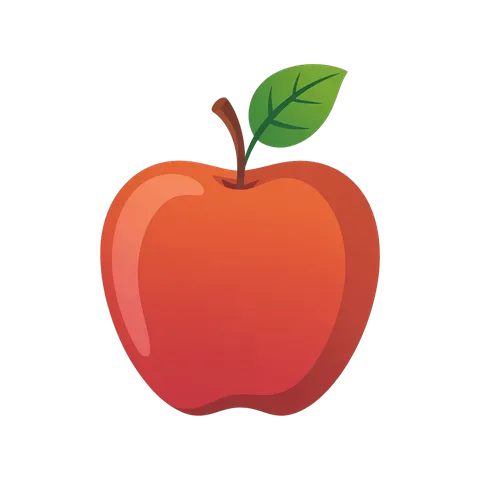Fresh red apple with green leaf isolated clipart for food nutrition health marketing PNG