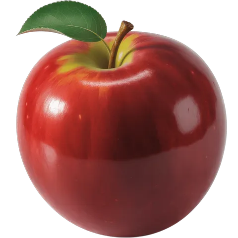 Fresh red apple with green leaf isolated on transparent background for food graphics and marketing PNG