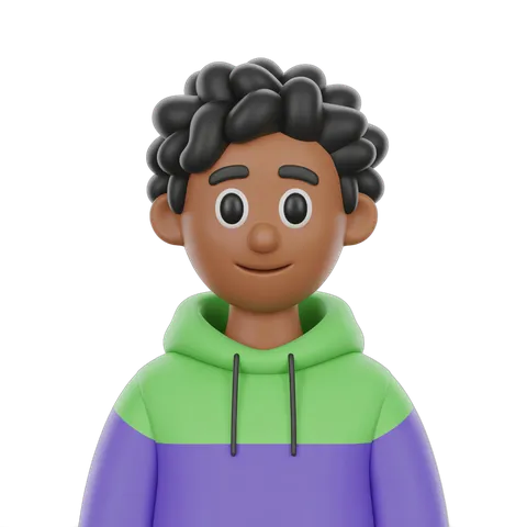 Friendly cartoon character in colorful hoodie for digital illustrations and branding PNG