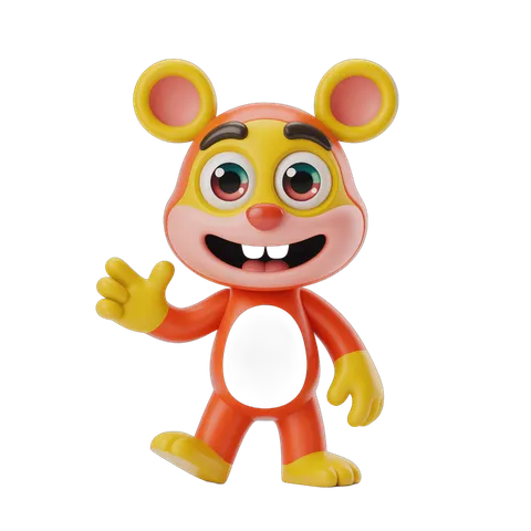 Friendly cartoon character waving isolated transparent background clipart PNG