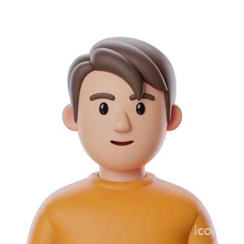 Friendly cartoon man with short hair smiling for digital illustrations and presentations PNG