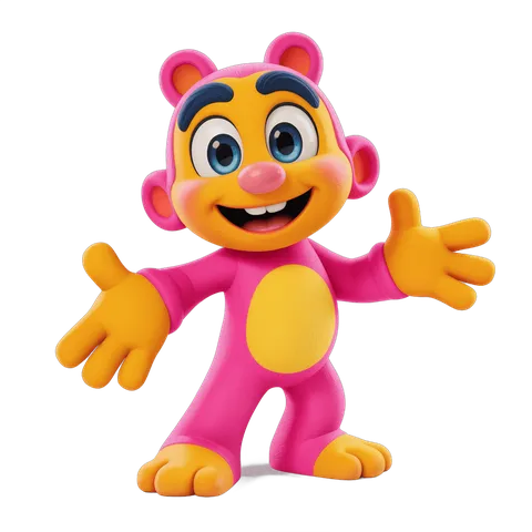 Friendly cartoon monkey character with arms outstretched for cheerful illustrations PNG
