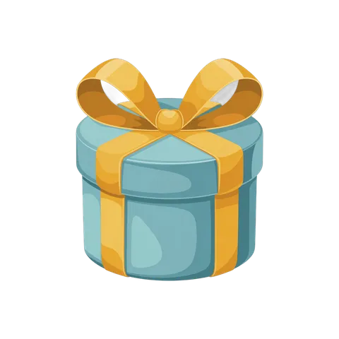Gift box with golden ribbon for birthday celebration presentation design PNG