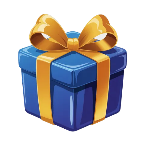 Glossy blue gift box with golden ribbon for holiday presents and celebration designs PNG