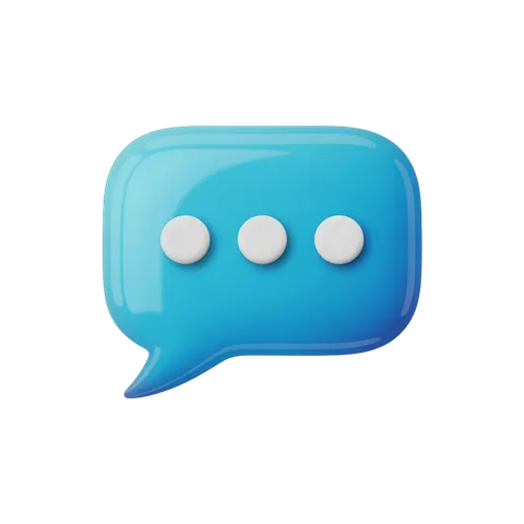 Glossy turquoise speech bubble icon with three dots for chat or message notifications PNG